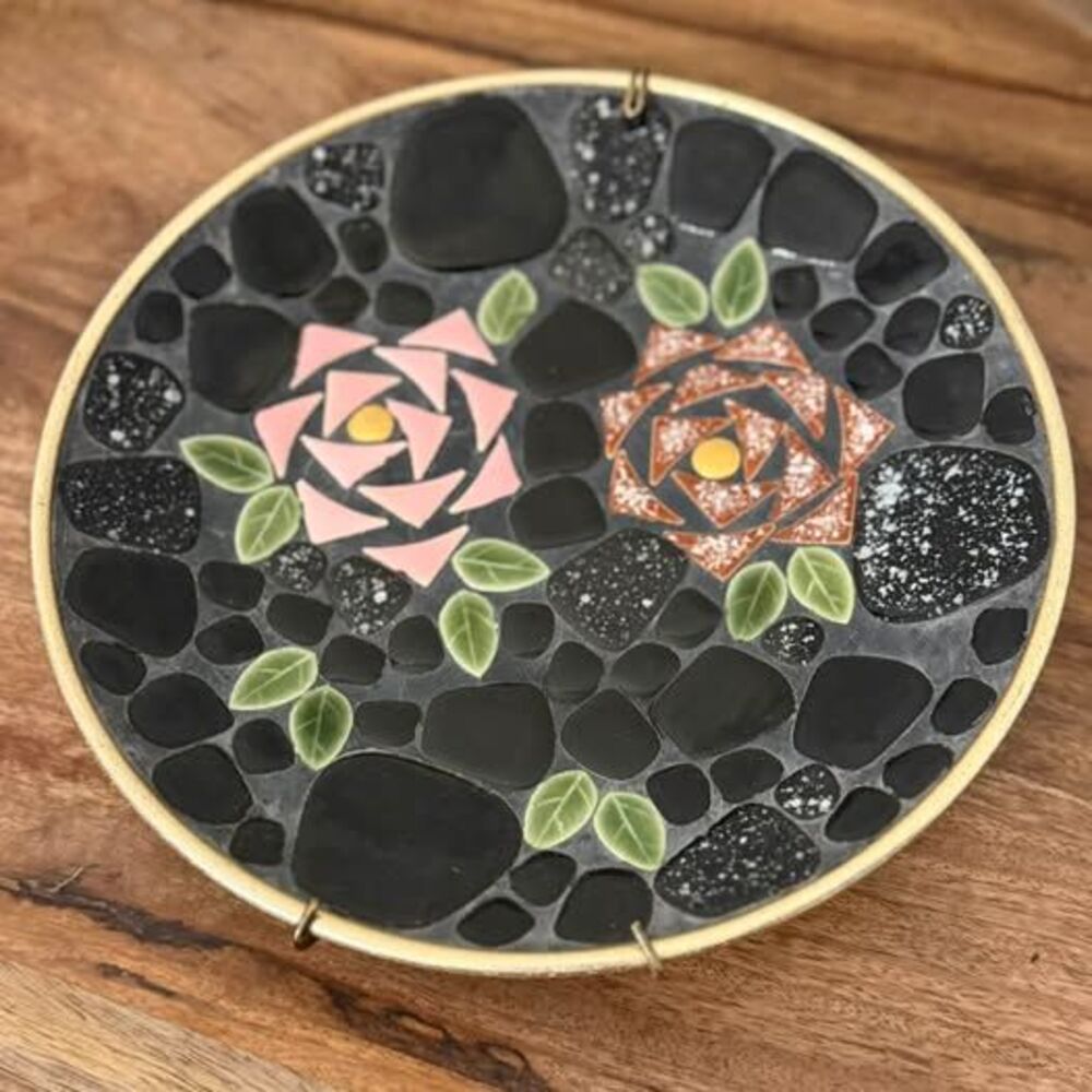 Vintage Floral Mosaic Decorative Wall Plate